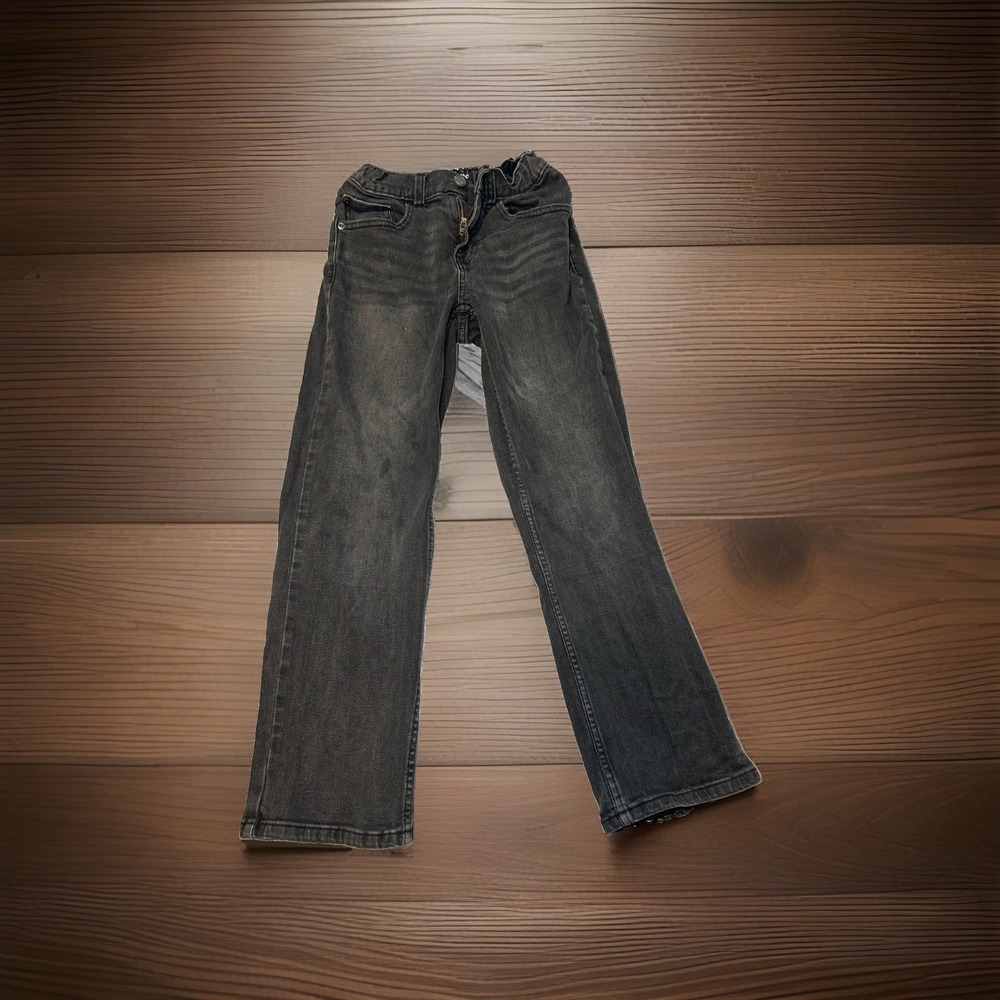 Wonder Nation Relaxed Jeans Boys Size 10 Black Gray Wash Straight Leg Adjustable